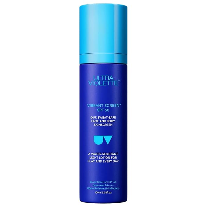 Ultra Violette Vibrant Screen SPF 50 Water Resistant Face and Body Sunscreen, Hydrating Lightweight Lotion, 3.38 oz / 100mL