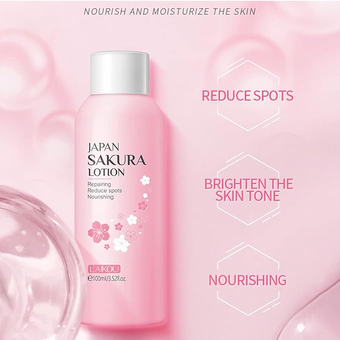 Sakura Face Lotion Moisturizing Essence for Shrink Pores Skin Daily Care, Toner Lotion Hydrating Repair Face Cream Vitamin C Serum Improve Skin Nourishing Facial Cream Softener Skincare