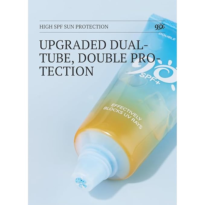 Double Tube Multi Effect Isolation and Sunscreen Lotion For Body & Face, Antioxidants Broad Spectrum Sunscreen SPF 90+, Natural Sunblock for Outdoor UVA/UVB Protection