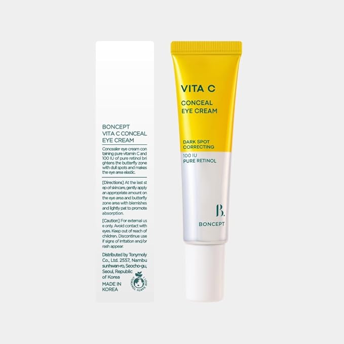 Vita C Conceal Eye Cream - Hydrating Color-Correcting Korean Eye Cream for Dark Circles with Vitamin C, Retinol | Light Medium, Dewy Finish, Medium Coverage | 0.34 fl. oz. / 10ml
