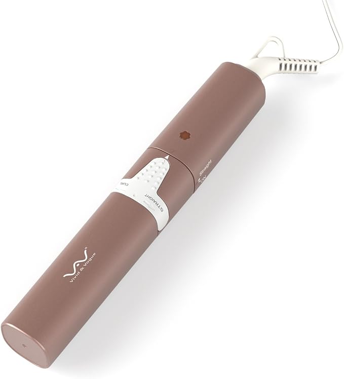 VAV Mini Travel 2 in 1 Curling Iron Small Hair Straightener and Curler Dual Voltage Flat Iron,1 Inch Hair Iron,Ceramic Portable Curling Wand,for Short Hair,Curls Bangs (Rose Gold)