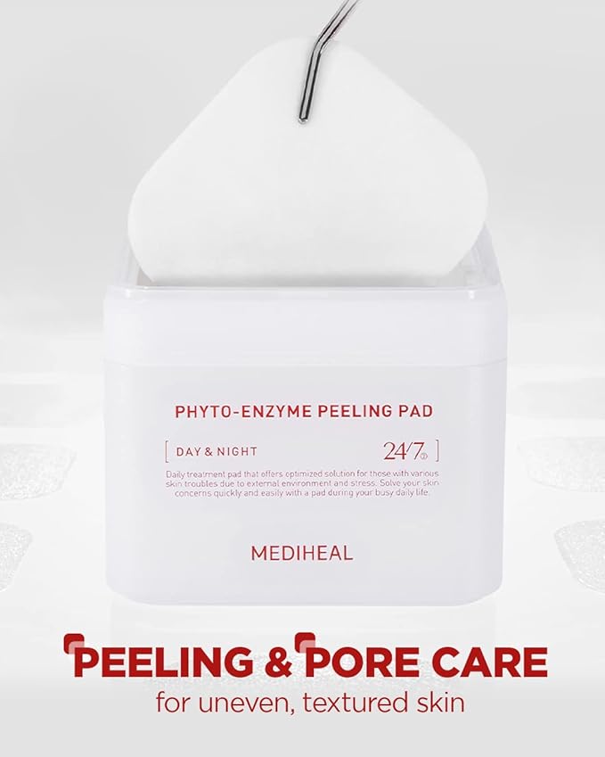 MEDIHEAL Toner Pad Madecassoside for Blemish Care Improve Uneven Skin Tone 100 Pads, Phyto Enzyme for Gentle Exfoliating 90 Pads