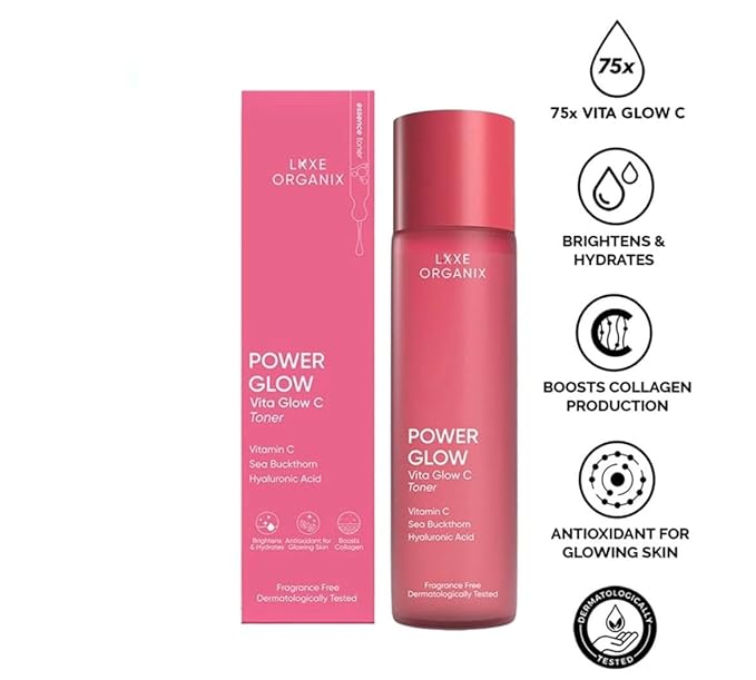 LXXE ORGANIX Power Glow Set – Vitamin C & Galactomyces Skin Care Kit | Cleanser, Toner, Serum & Moisturizer for Radiant, Smooth & Hydrated Skin | Paraben-Free, Fragrance-Free, Cruelty-Free