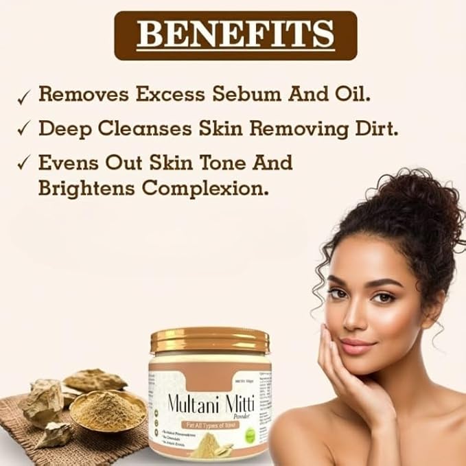 Pure & Natural Herbal Multani Mitti Powder, for Face Glow| Face Pack For Skin | Natural Skin Toner | Tan Reducer, 100gram