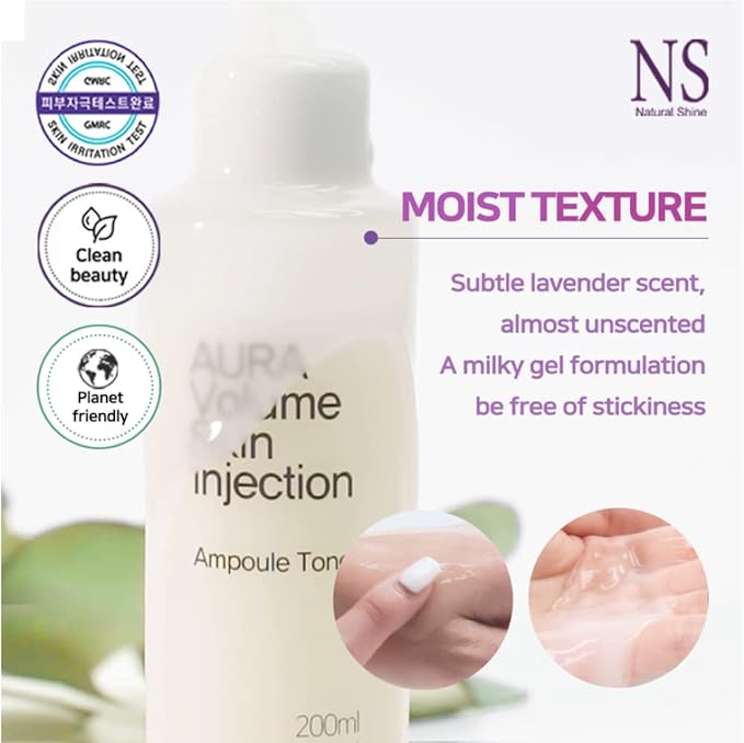Aura Volume Skin Injection Ampoule Toner | Korean Skin Care | Improvement of Volume Elasticity | High-Content Peptide Liposomal Adenosine (6.7 fl oz)