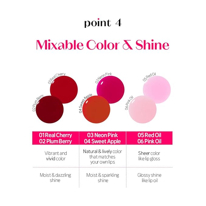ETUDE Dear Darling Oil Tint #4 Sweet Apple (0.14 fl.oz) | High Moisturizing and Strong Hydrating Lip Oil/Lip Gloss | Smooth and Moist Lips | Non-Sticky Lip Oil Tint For Dry Lips | K-beauty