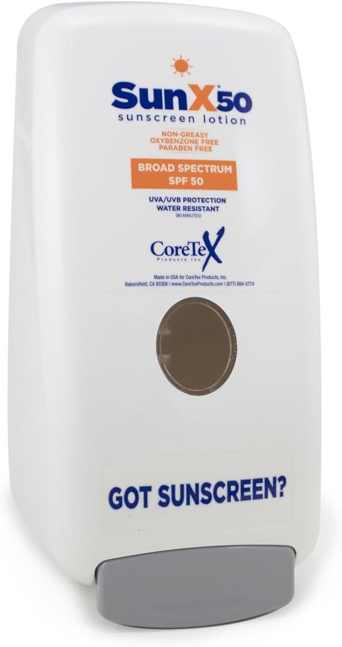 CoreTex Sun X 50 Wall Mounted Dispenser for Sunscreen Bladder (Dispenser ONLY) - Compatible with Sun X 50 750ml Bladder of Oil Free, Water Resistant, Broad Spectrum (UVA/UVB) Sunscreen Lotion