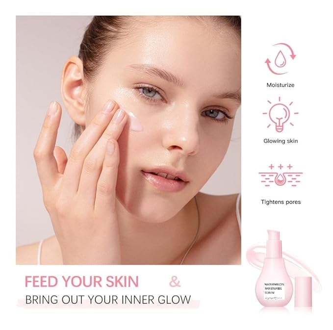 Watermelon Moisturizer Facial Serum, Hydrating Glow Priming Liquid Highlighter.