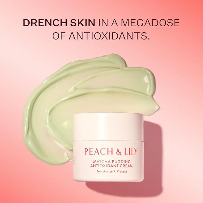 Peach & Lily - Matcha Pudding Antioxidant Cream (1.69 fl oz) - Face Moisturizer Cream - Protect & Hydrate Skin - Green Tea, Vitamin B3, Niacinamide - Self Care - Vegan, Cruelty Free - Korean Skincare