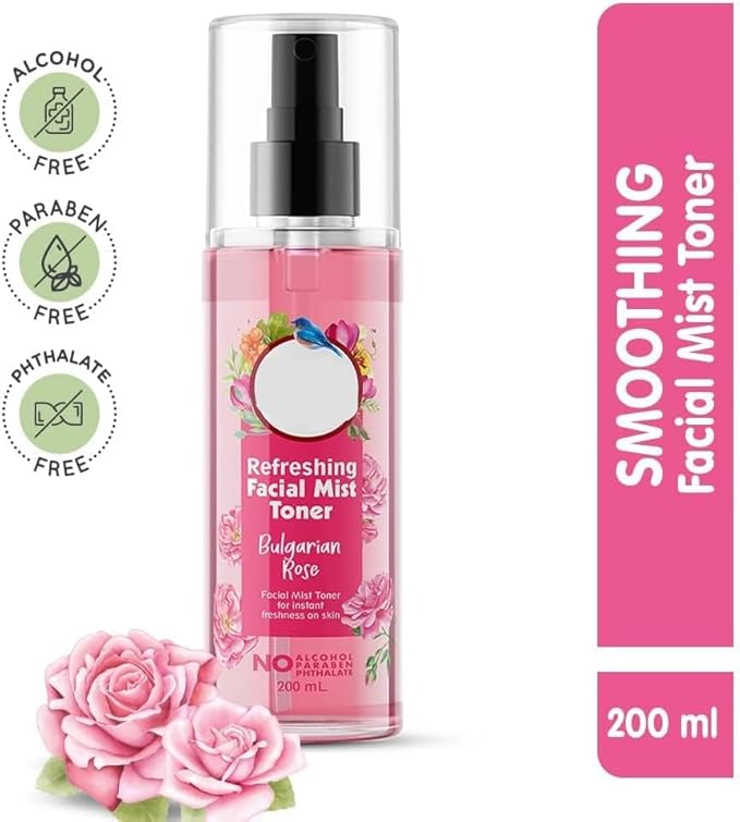 RG Bulgarian Rose Refreshing Facial Mist Toner - Instant Freshness, Shrinks Pores | Normal to Oily Skin | 200ml | Alcohol-Free, Paraben-Free