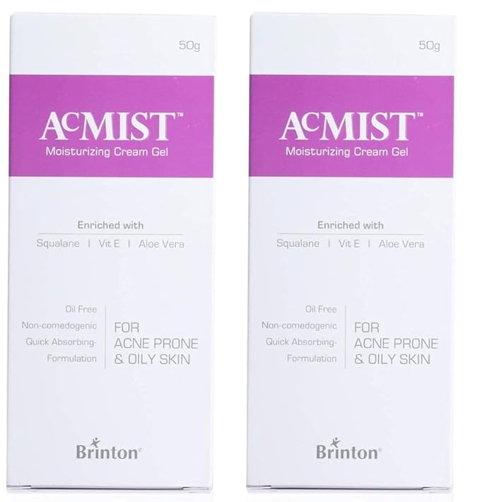 Acmist Moisturizing Cream Gel for Oily & Acne-Prone Skin | Oil-Free, Non-Comedogenic, Quick Absorbing & Makeup Friendly | With Vitamin E, Aloe Vera & Squalane | For Men, Women & Teens | 50g Pack 2