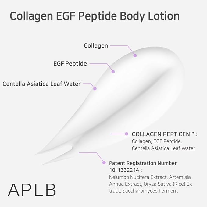 APLB Collagen EGF Peptide Body Lotion | COLLAGEN PEPT CEN™ 17.1% 10.14 FL.OZ/Korean Skincare, Elasticity care, Long lasting moisturizing, Revitalize for gentle and improve skin texture