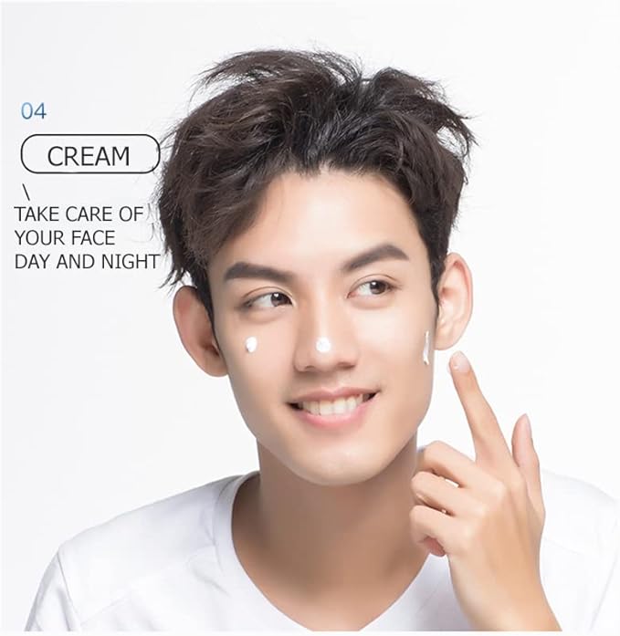VENZEN Men Control Oil Facial Cleanser Cream Moisturizing Dry Skin Purify Smooth Toner Anti-Acne Anti-Aging 50g/1.76oz