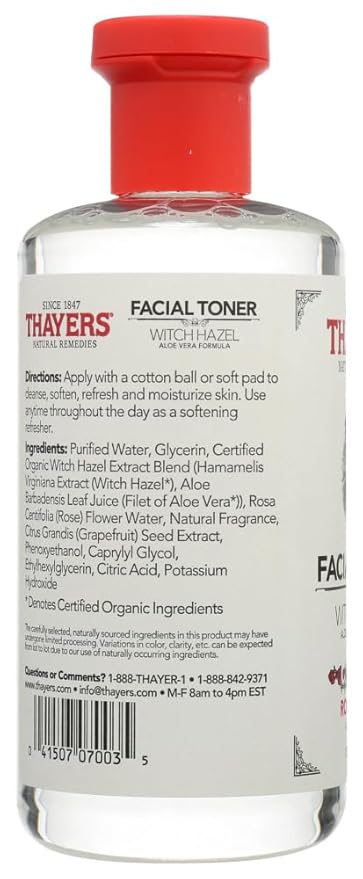 Thayers Alcohol-Free Rose Petal Soothing Witch Hazel for Face & Skin with Aloe Vera UcvrXn, 3Pack (12 oz)