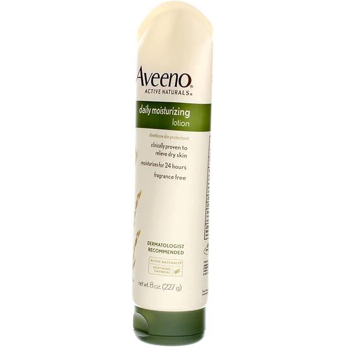 Aveeno Daily Moisturizing Body Lotion with Soothing Oat and Rich Emollients to Nourish Dry Skin, Fragrance-Free, 8 fl. oz (Pack of 2)