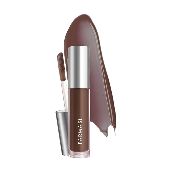 FARMASi Tinted Lip Plumper, Plumping Lip Gloss, Promoting Natural Circulation for Fuller, Younger Looking Lips, Hydrating, High-Shine, Volumizes, Hot Chocolate