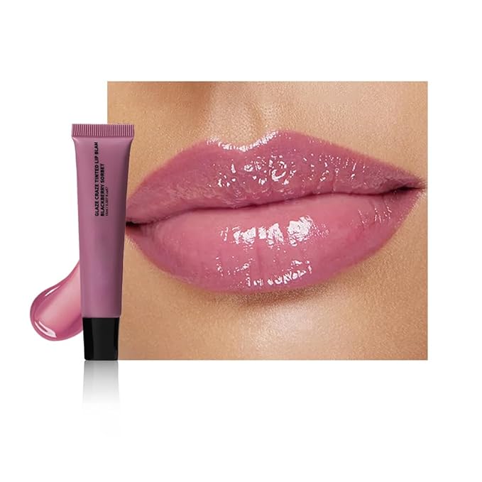 Summer Lip Butter Lip Balm Glow Reviver Lip Gloss, Melting Lip Serum, Ultra-Hydrating Natural Vegan Lip Balm, Sheer-Tinted Shine & Hydration, Soothes & Softens Dry Lips (Light Purple)