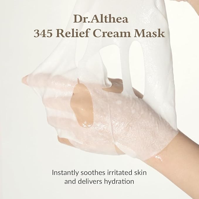 Dr.Althea 345 Relief Cream Mask | Daily Soothing Recovery and Blemish Care with Niacinamide & Tea Tree Leaf Water | Face Mask for Hydration & Skin Barrier Care | Vegan Korean Skincare (Pack of 4)