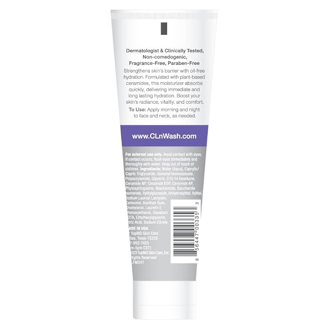 CLn® Facial Moisturizer - Soothes & Calms Skin, Helps Reduce Appearance of Redness, Locks in Moisture without Clogging Pores, Dermatologist & Clinically Tested, 3.4 oz. (Pack of 2)
