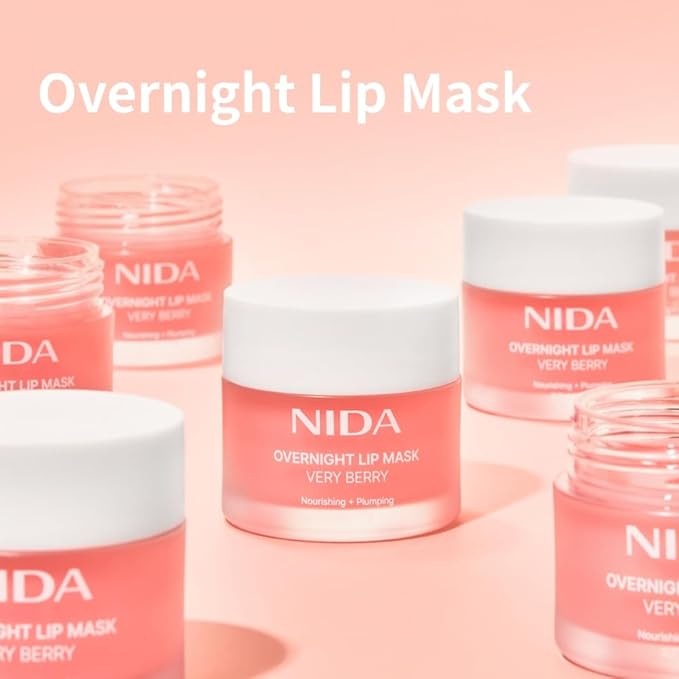 NIDA Overnight Lip Mask - Very Berry | Intense Hydration & Plumping Sleeping Mask for Dry, Chapped Lips | 0.7 oz., 20g