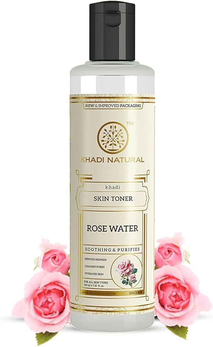 Khadi Natural Rose Water Skin Toner, Soothing & Purifies, All Skin Types, 210ml