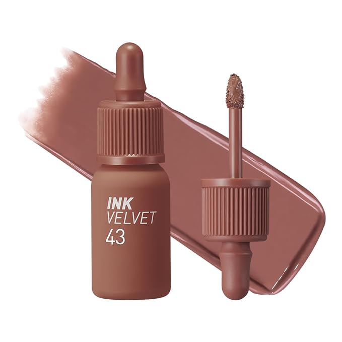 Peripera Ink the Velvet Lip Tint - High Pigment Color, Longwear, Weightless, Gluten-Free, Paraben-Free (043 Caffeine Nude)