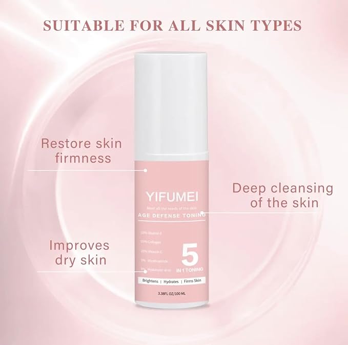 Generic 5 in 1 Glow Niacinamide Collagen Anti Aging Toner - Face Mist Hydrating Spray with Vitamin E & C Skin Care Facial Toner, Plump, Smooth, Moisturize Reduce Wrinkles & More., Pink