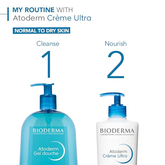Bioderma Atoderm Ultra Cream Duo Pack, Hydrating Body Moisturizer for Normal to Dry Sensitive Skin 2x16.9 Fl Oz