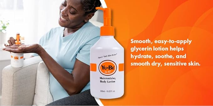 Yu-Be Body Lotion for Dry, Sensitive Skin – Non-Greasy, Fast-Absorbing Hand & Body Moisturizer Pump Bottle, 10.25 fl oz