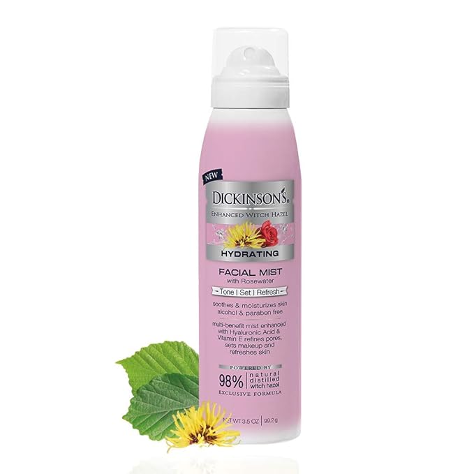 Dickinson's Enhanced Witch Hazel Hydrating Mist with Rosewater, Alcohol Free, 98% Natural Formula, 3.5 Fl. Oz.
