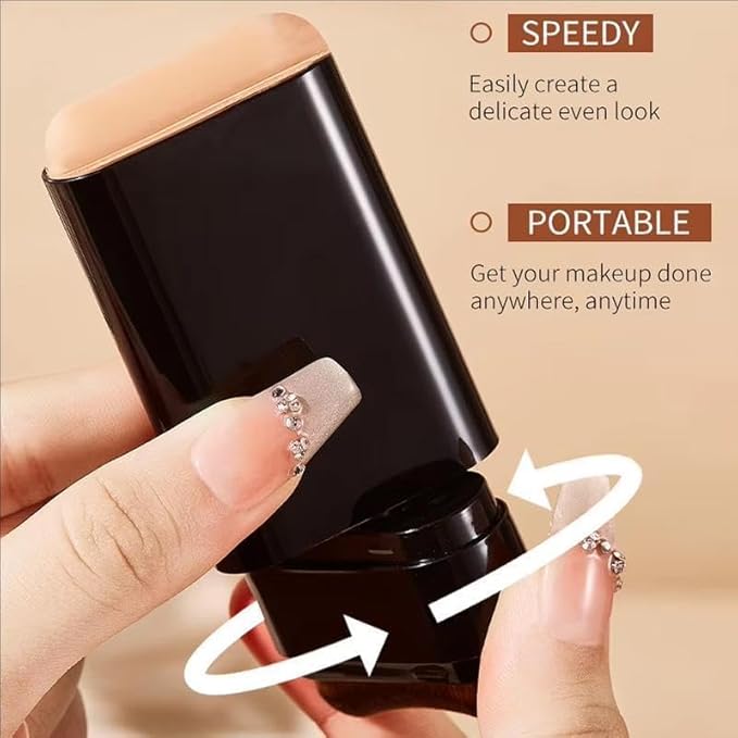 Concealer Foundation Stick, Dual-Ended Eraser Foundation Stick Conceal & Highlight, With Built-In Brush, for All Skin Types (LIGHT SKIN)