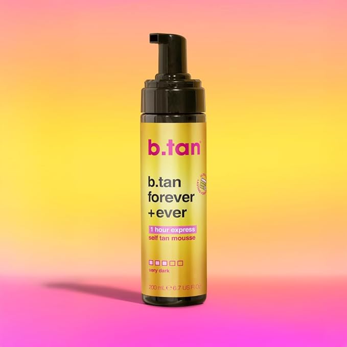 b.tan Ultra Long Lasting Self Tanner Mousse | Forever & Ever - Lasts Up to 11 Days, Fast, 1 Hour Express Sunless Tanning Foam, No Fake Tan Smell, Dark Bronze Glow, Vegan, Cruelty Free, 6.7 Fl Oz