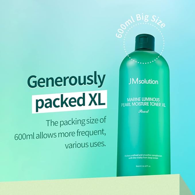 JMsolution Marine Luminous Pearl Moisture Toner XL (20.3 fl.oz.) | Deep Hydration & Radiance Care | 3-Layer Hyaluronic Acid & Pearl Extract | Large Size Face Toner | K-Beauty
