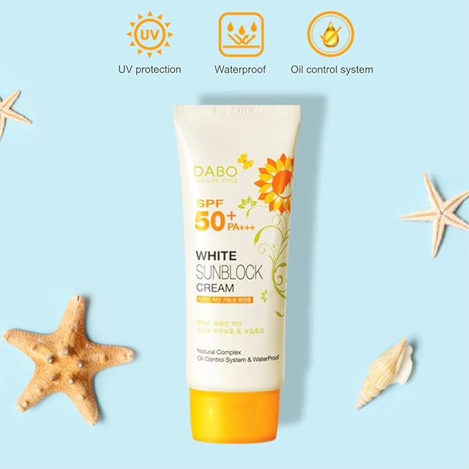 DABO White Sunblock Cream SPF50+ PA+++ 70ml / 2.36 fl. oz. x 2Pack UV Protection Without Stickiness