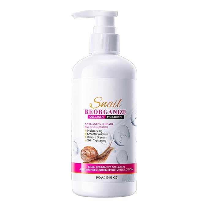 Collagen & Snail Mucin Body Moisturizer - Hyaluronic Acid Cream for Deep Hydration, Skin Firming & Wrinkle Reduction - All Skin Types Body Lotion, 300g/10.58oz
