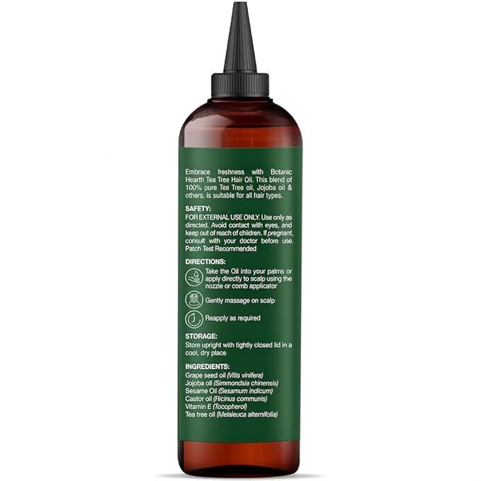 Botanic Hearth 100% Pure Tea Tree Hair Oil For Hair Growth & Hair Treatment Oils 6.7 Fl Oz | Infused with coconut Oil | Hair Oil Repairs Dry Damaged Hair, Strengthening, Healthier | All Hair Types