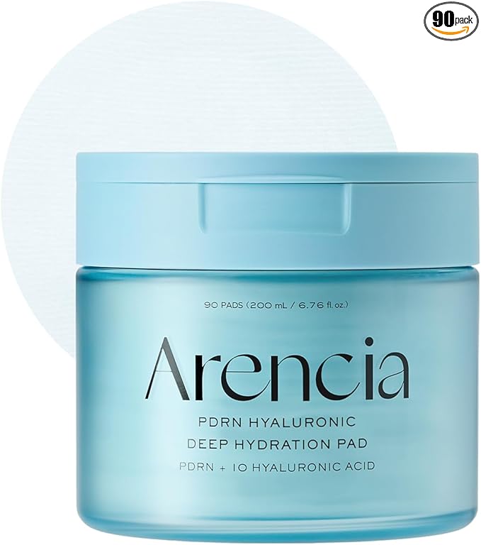 Arencia PDRN Hyaluronic Deep Hydration Toner Pads, 90 Count, 6.76 fl. oz, with 10 Types of Hyaluronic Acid for All Skin Types