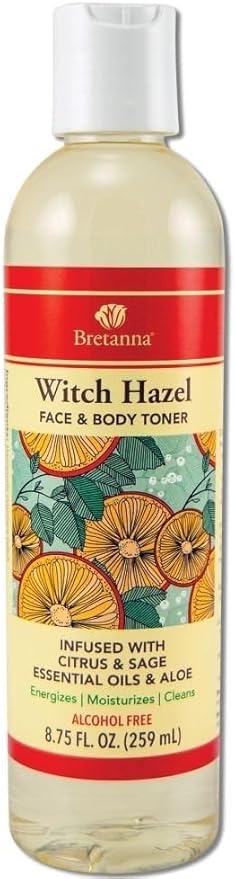 Witch Hazel Face and BodyToner Citrus Sage, Infused Essential Oil of Aloe and Sage 8.75 fl oz