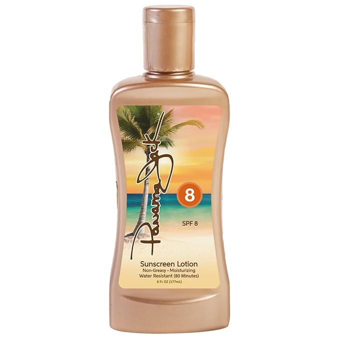 Panama Jack Sunscreen Tanning Lotion - SPF 8, PABA, Paraben, Gluten & Cruelty Free, Antioxidant Moisturizing Formula, Water Resistant (80 Minutes), 6 FL OZ