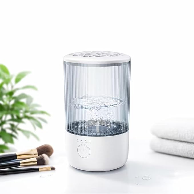 Makeup Brush Cleaner Machine, Automatic Electric Makeup Brush Cleaner with 4 Adjustable Speeds, Deep Cleaning Device, Portable USB Rechargeable