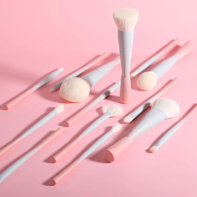 Docolor 14Pcs Makeup Brushes Premium Synthetic Makeup Brush Set Includes 9pcs Eye Brushes,5pcs Synthetic Face Brushes Perfect for Foundation,Blush,Bronzer,Contour,Eyeshadow & Powder-Small Waist Series