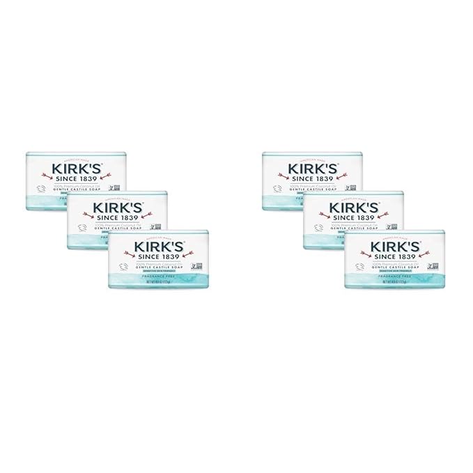 Kirk's Fragrance Free Castile Bar Soap (Pack of 6)
