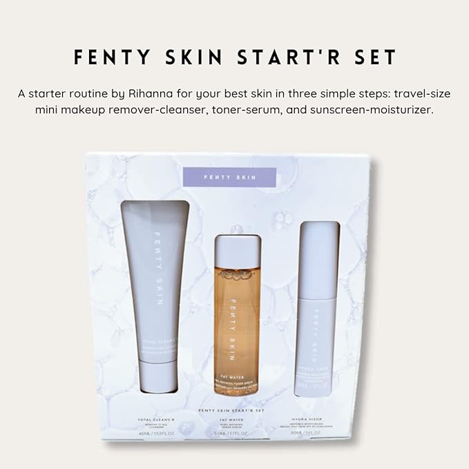 Fenty Skin Start'r Set: Total Cleans'r, Fat Water Toner Serum, Hydra Vizor Sunscreen