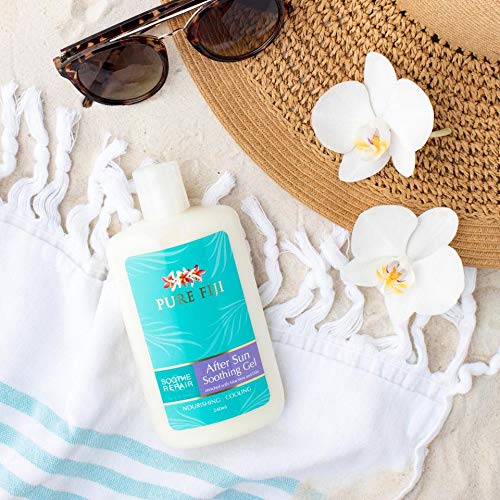 PURE FIJI Soothing After Sun Gel with Aloe Vera and Dilo Oil - Deeply Hydrating, Skin Nourishing After Sun Skin Care for Face, Body, 8 oz