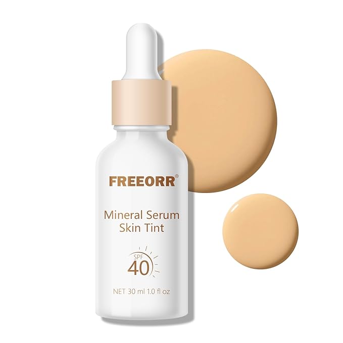 Skin Tint with SPF 40,24HR Tinted Mineral Sunscreen Serum with Zinc Oxide,Multi-use Tinted SPF Serum Foundation,Long Lasting Full Coverage Buildable Foundation-Natural Beige, 1 Fl Oz