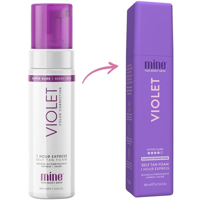 Minetan Violet Self Tanning Foam | Color Base Tan Collection - Rich Dark Brown Bronze Glow, 1 Hour Instant Express, Face & Body Fake Sunless Tanner Mousse, For All Skintones, 6.7 Fl Oz
