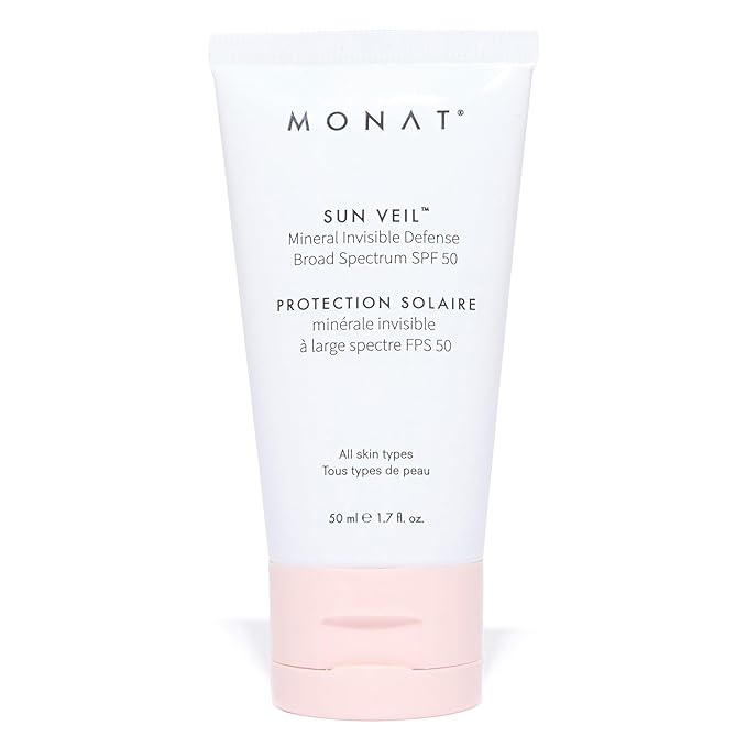 MONAT Sun Veil Mineral Sunscreen for Face SPF 50, Tinted Invisible Defense, Broad Spectrum Oil Free Facial Sunscreen with Zinc Oxide, Niacinamide & Vitamin E, 1.7 Fl Oz