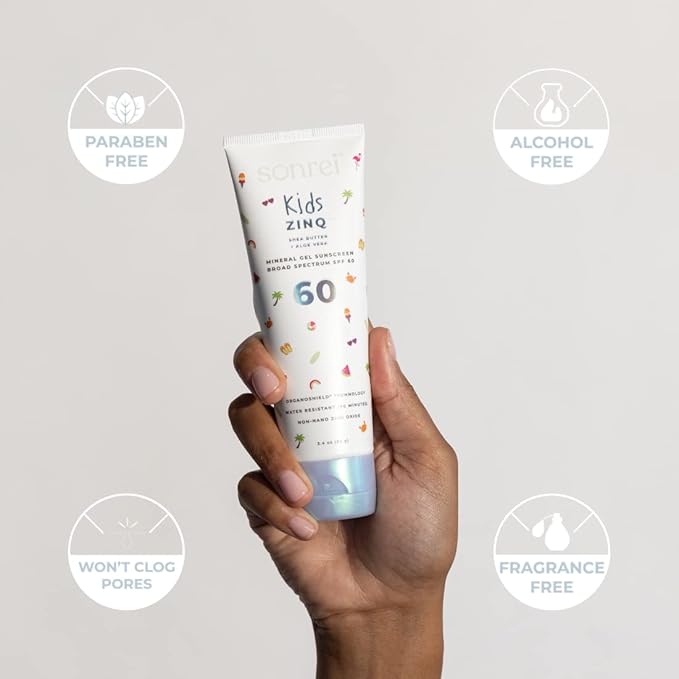 Sonrei Kids Zinq Mineral Face and Body Zinc Gel Athleisure Sunscreen SPF 60 | 3.4 oz (2 Pack)