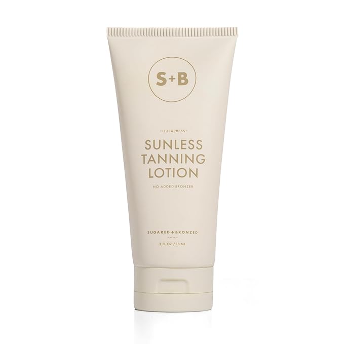 SUGARED + BRONZED Sunless Tanning Lotion, Self Tanner Moisturizer for Face & Body, Hydrating Botanical Formula for a Natural-Looking Tan, Suits All Skin Tones, Travel Size, Vegan Cruelty Free, 3 Fl Oz