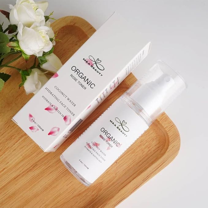 M&A Beauty Organic Rose Water/Toner 100ml - face Mist Soothing and Hydrating and Reduces Redness
